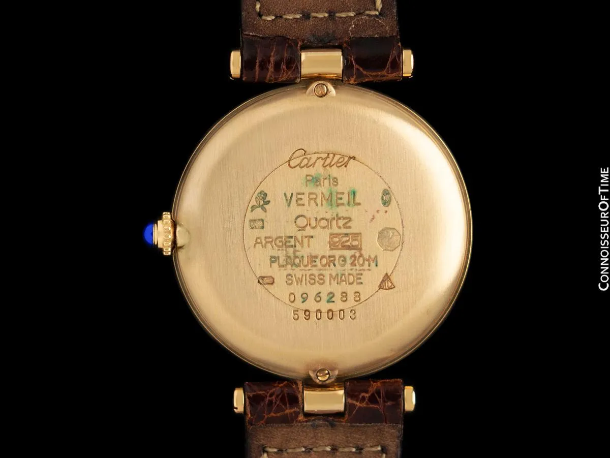 Must De Cartier Vendome Mens Midsize Unisex Vermeil Watch - 18K Gold Over Sterling Silver