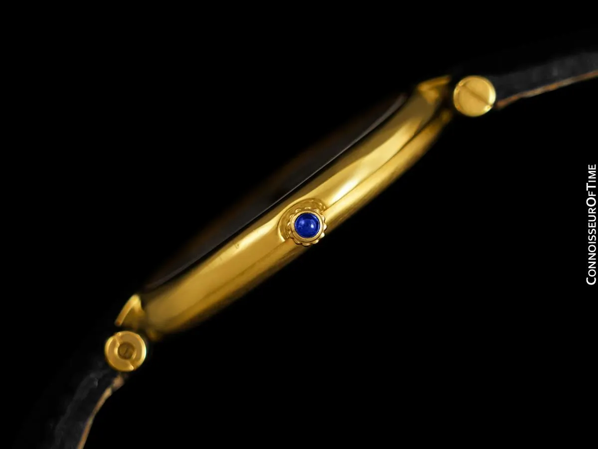 Must De Cartier Vendome Mens Midsize Unisex Vermeil Watch - 18K Gold Over Sterling Silver
