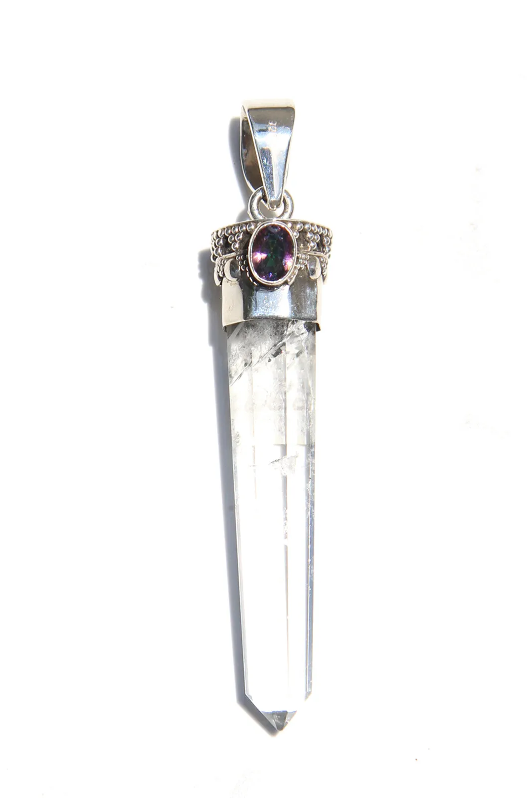 Mystic Fire Topaz and Quartz Crystal Pendant