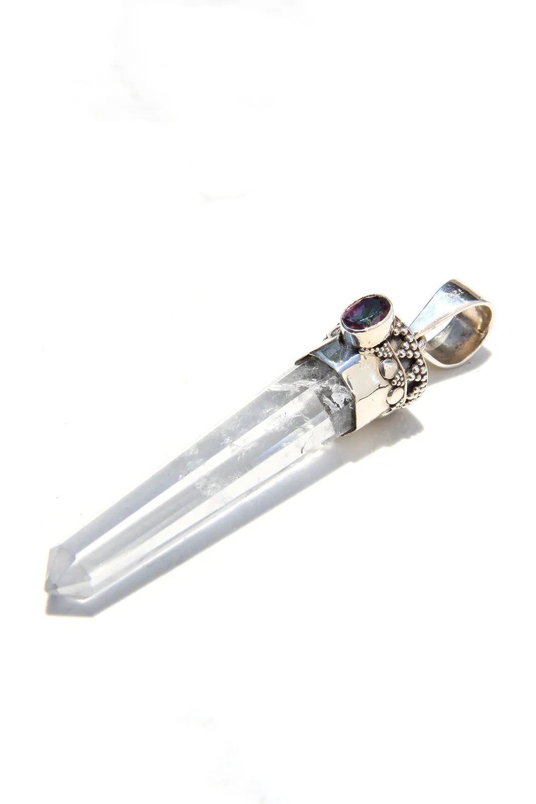 Mystic Fire Topaz and Quartz Crystal Pendant