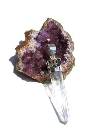 Mystic Fire Topaz and Quartz Crystal Pendant