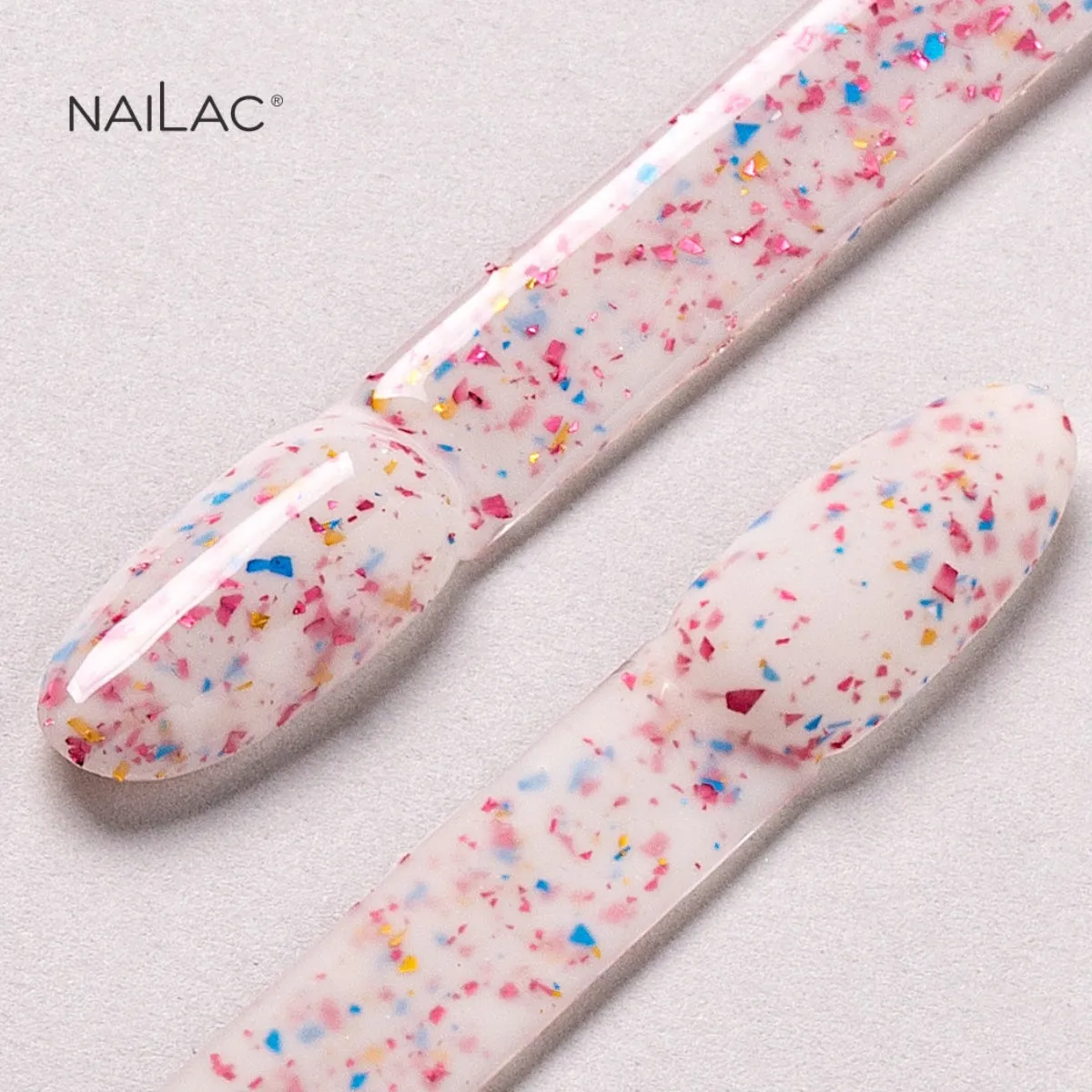 NaiLac Hybrid UV/LED Glammy Rubber Base Milk & Confetti