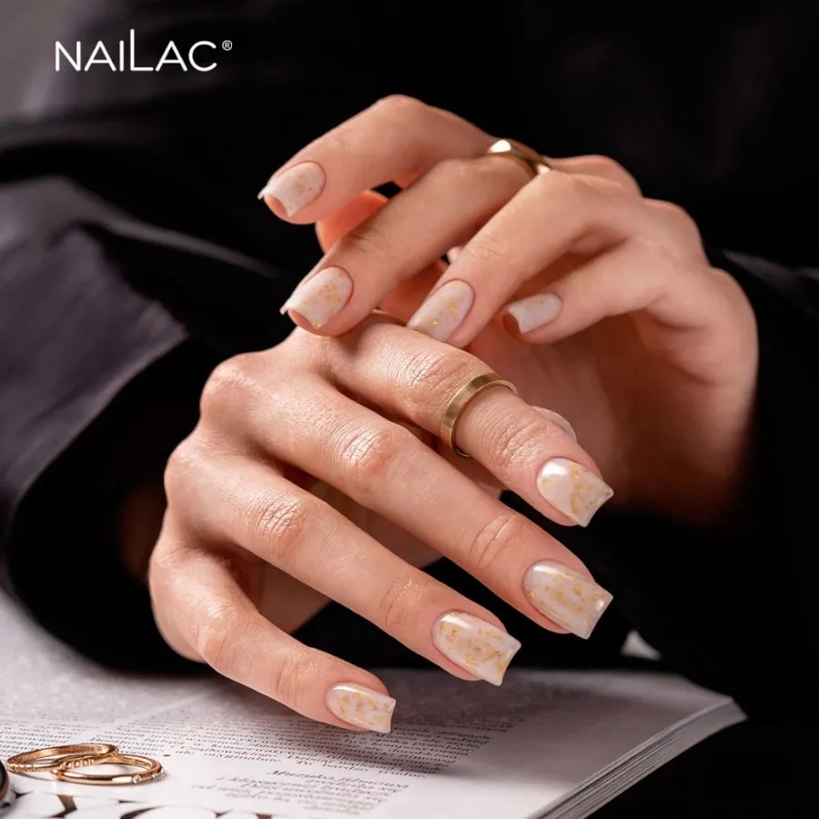 NaiLac Hybrid UV/LED Glammy Rubber Base Milk & Gold