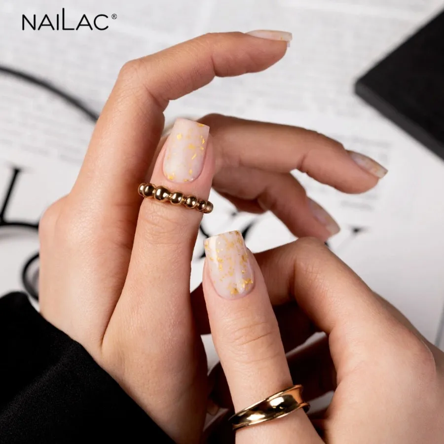 NaiLac Hybrid UV/LED Glammy Rubber Base Milk & Gold