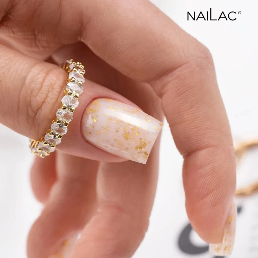 NaiLac Hybrid UV/LED Glammy Rubber Base Milk & Gold