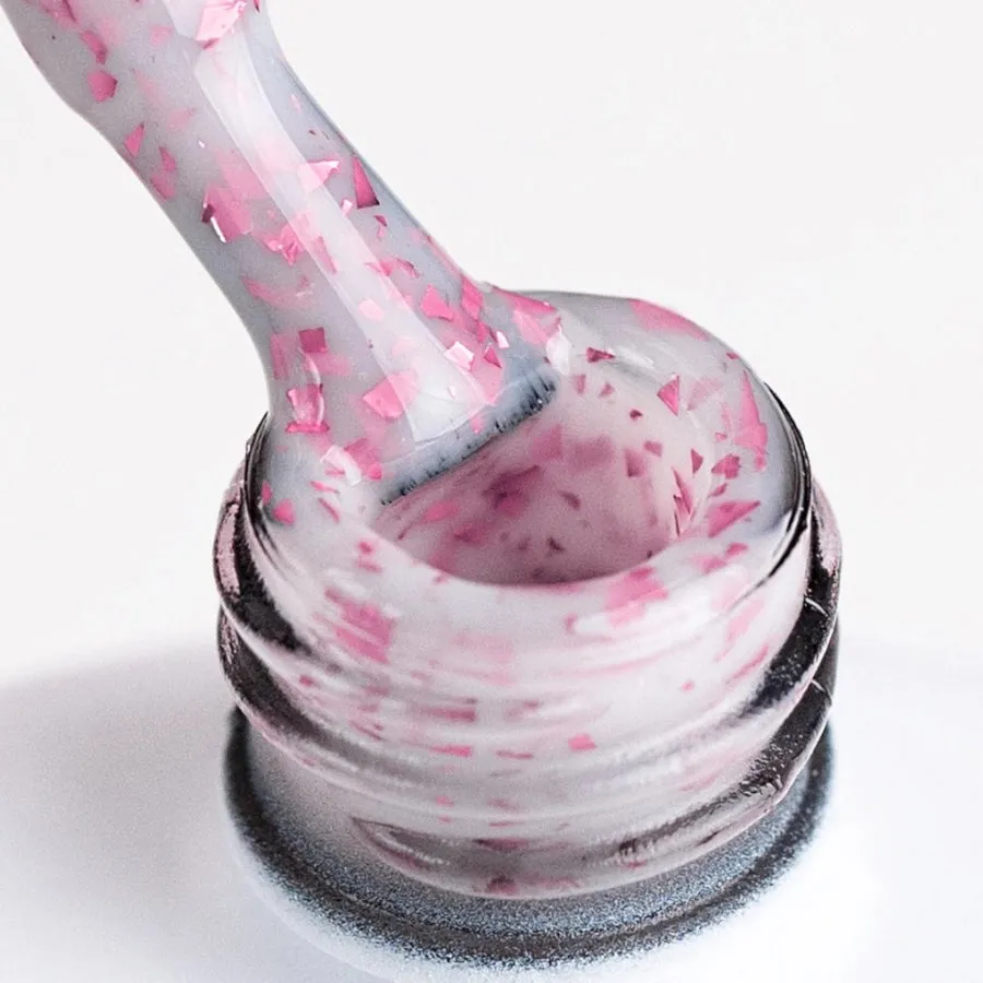 NaiLac Hybrid UV/LED Glammy Rubber Base Milk & Pink
