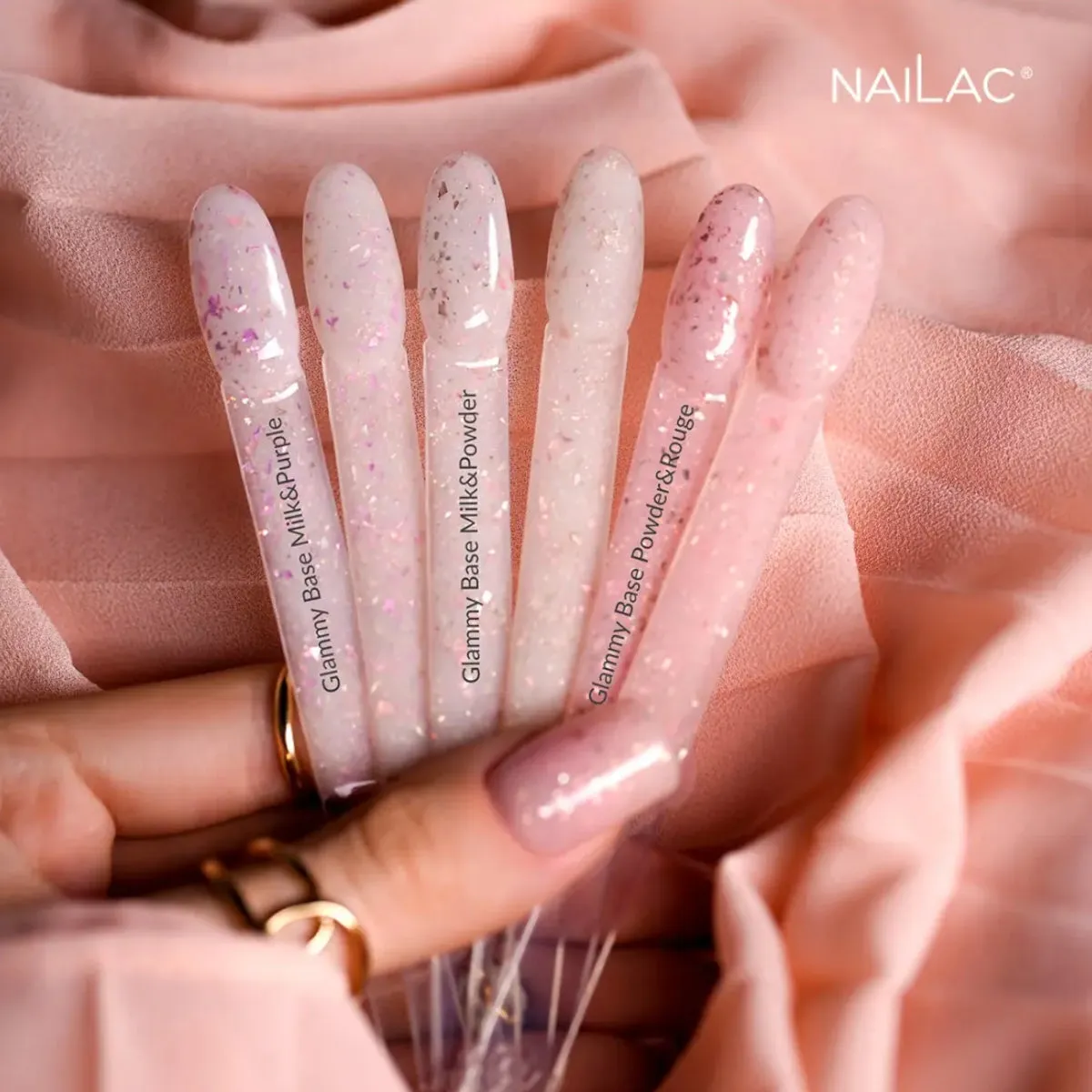 NaiLac Hybrid UV/LED Glammy Rubber Base Milk & Powder
