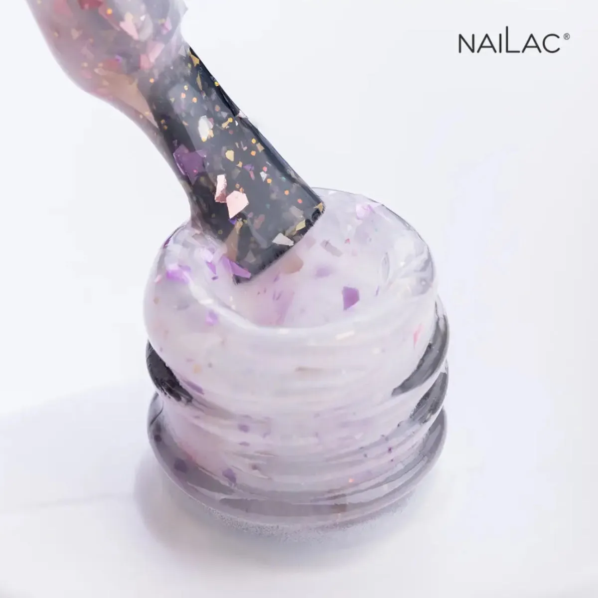 NaiLac Hybrid UV/LED Glammy Rubber Base Milk & Purple