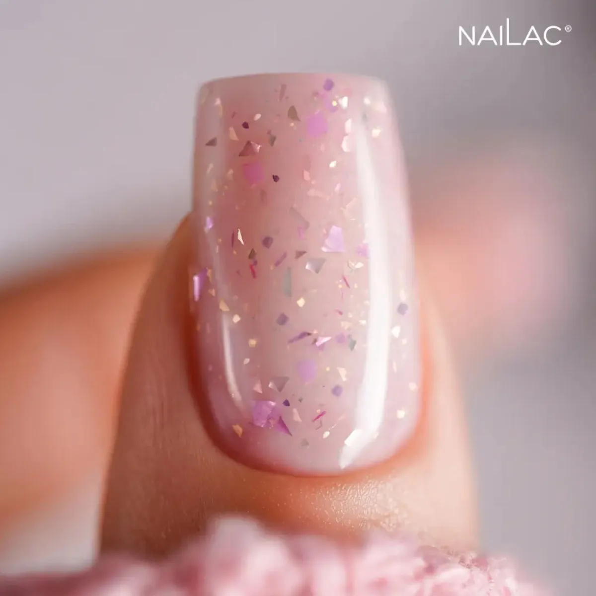 NaiLac Hybrid UV/LED Glammy Rubber Base Milk & Purple