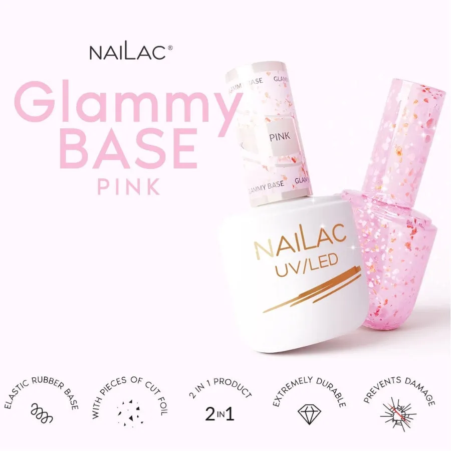 NaiLac Hybrid UV/LED Glammy Rubber Base Pink