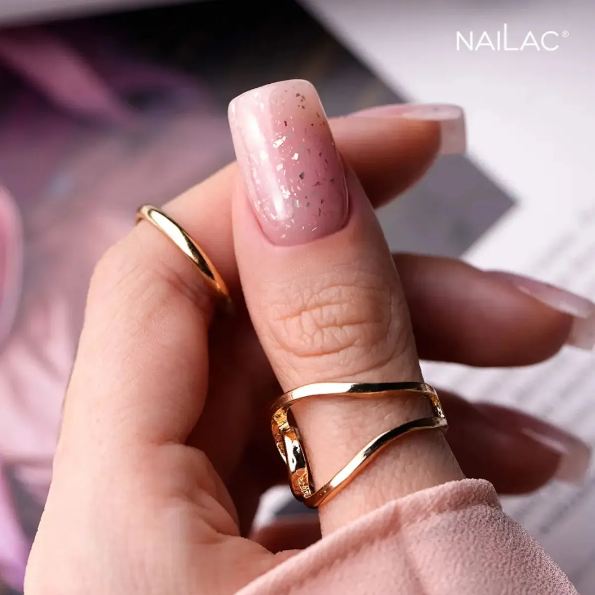 NaiLac Hybrid UV/LED Glammy Rubber Base Powder & Rouge