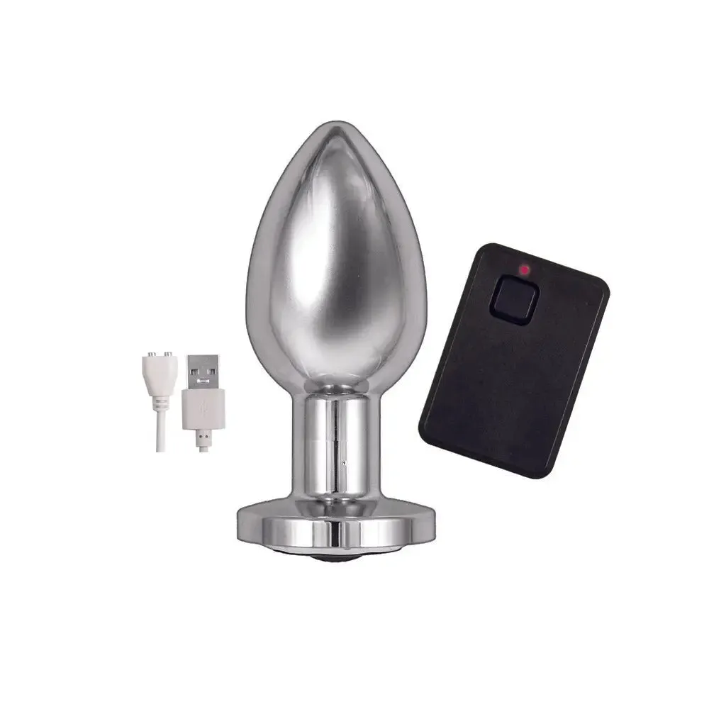 Nasswalk Toys Stainless Steel Silver Vibrating Butt Plug with Remote