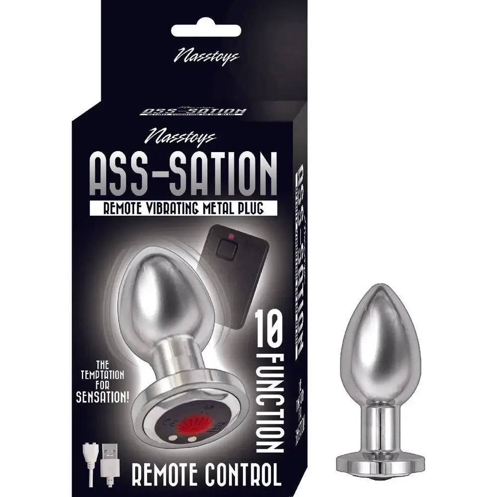 Nasswalk Toys Stainless Steel Silver Vibrating Butt Plug with Remote