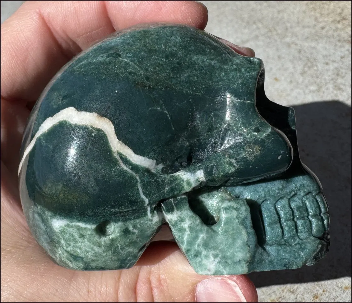 Natural Ocean Jasper   Moss Agate Mix CRYSTAL SKULL!