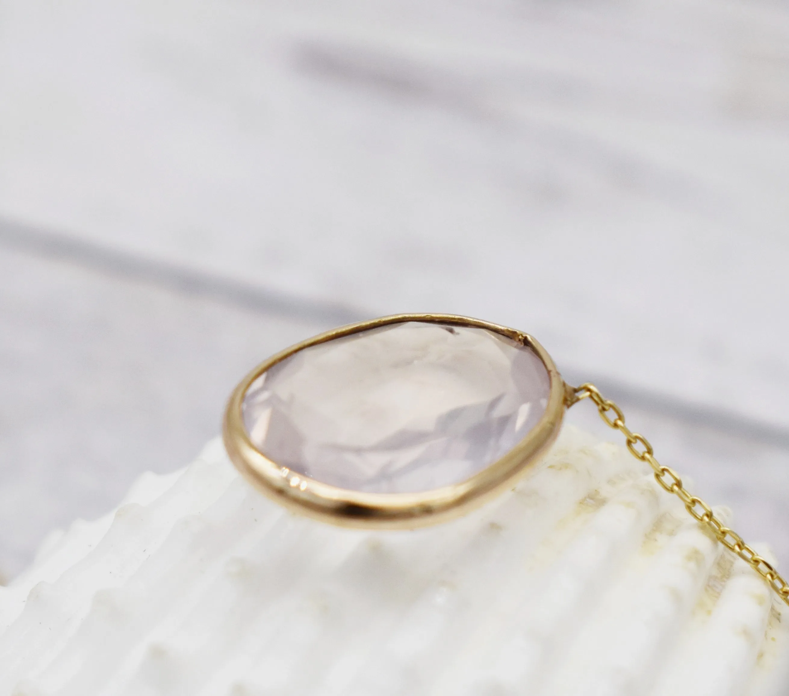 Natural Rose Quartz Fancy oval Cut Love Stone pendant |Dainty Necklace| Minimalist pendant|