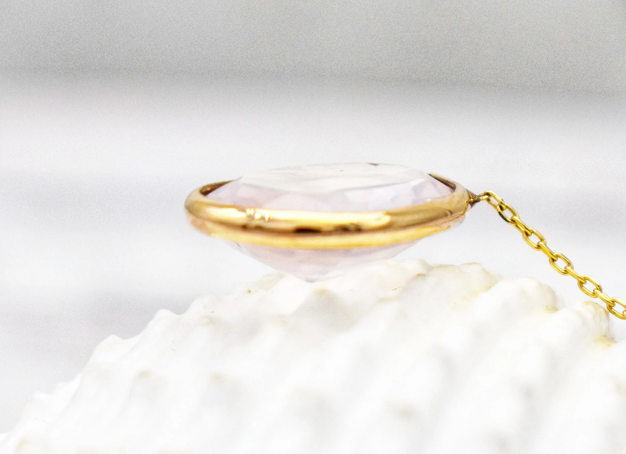 Natural Rose Quartz Fancy oval Cut Love Stone pendant |Dainty Necklace| Minimalist pendant|