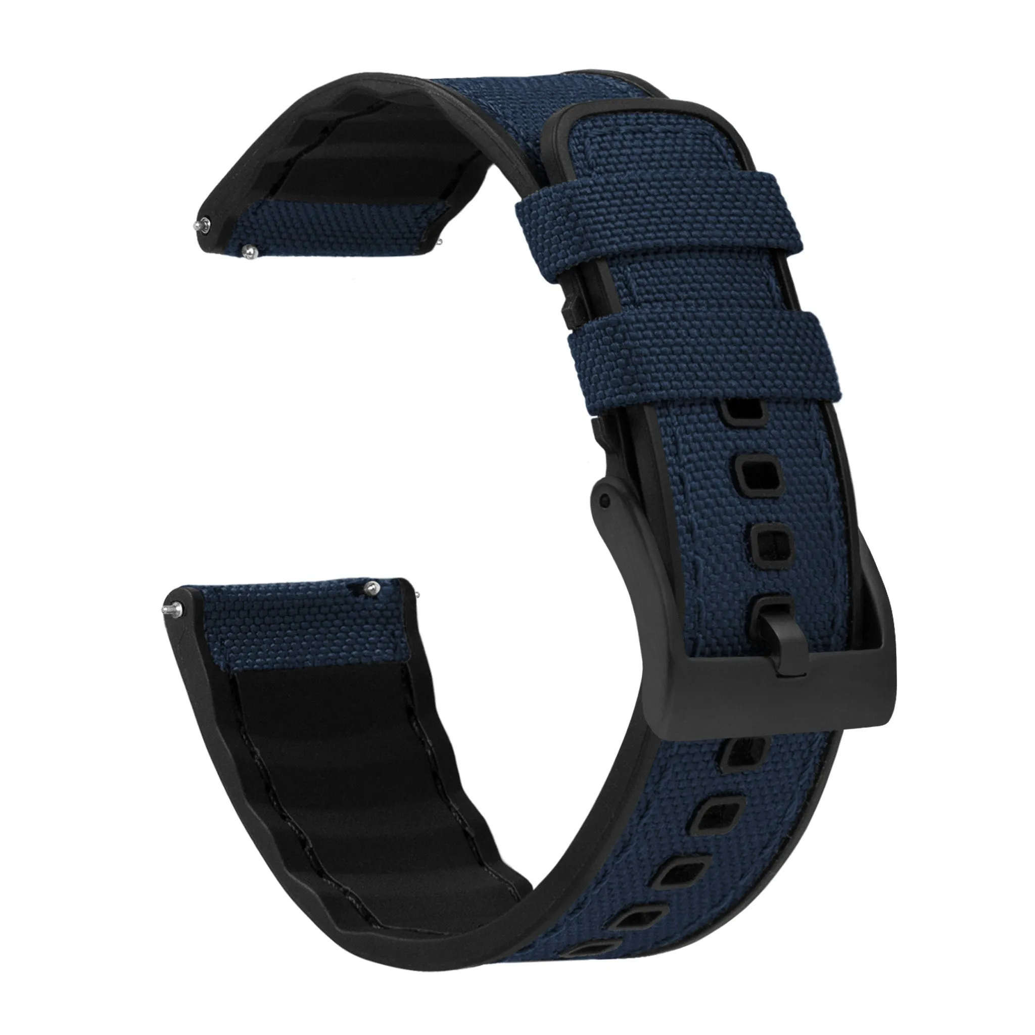 Navy Blue Cordura Fabric And Silicone Hybrid Watch Band (19mm, 23mm, 24mm SALE)