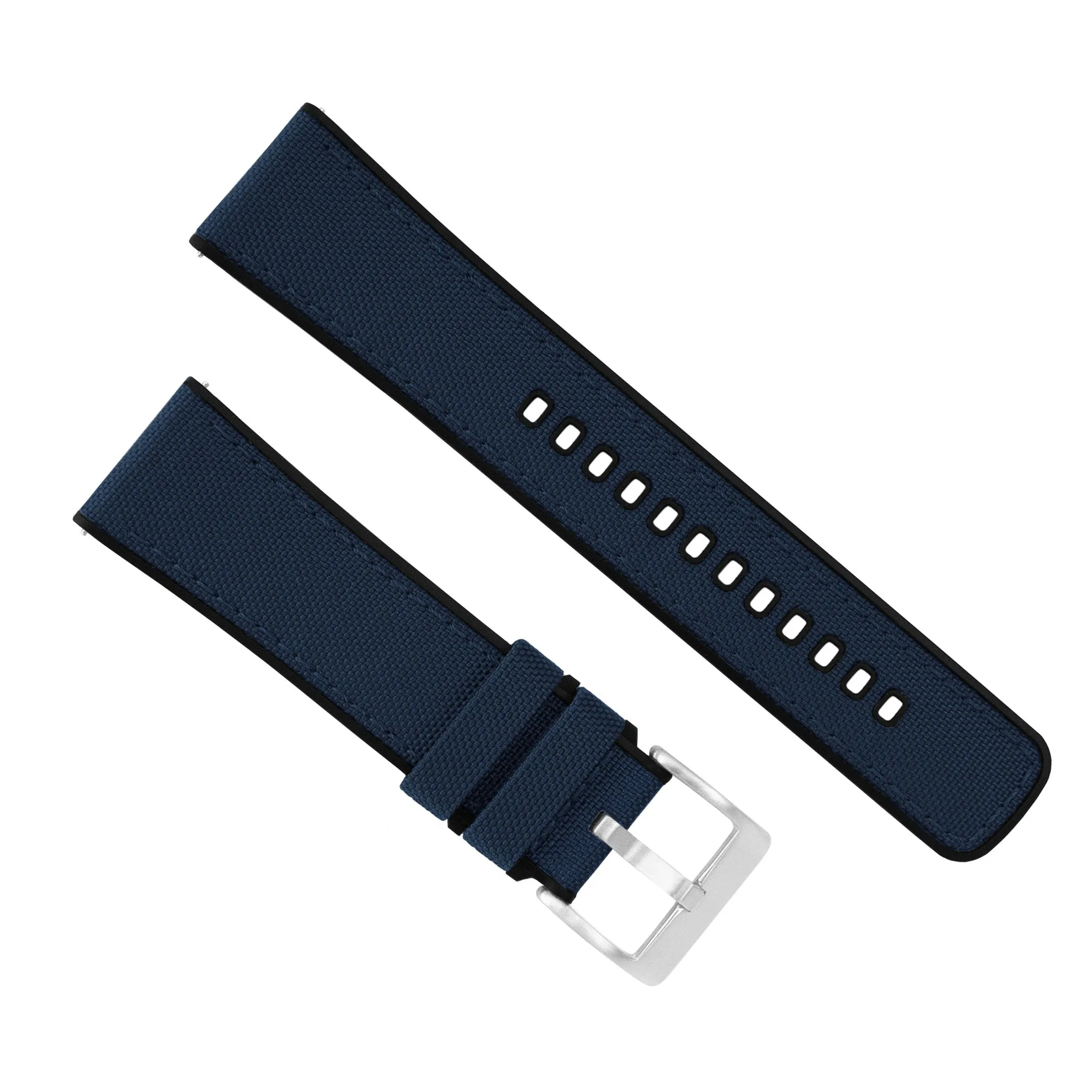 Navy Blue Cordura Fabric And Silicone Hybrid Watch Band (19mm, 23mm, 24mm SALE)