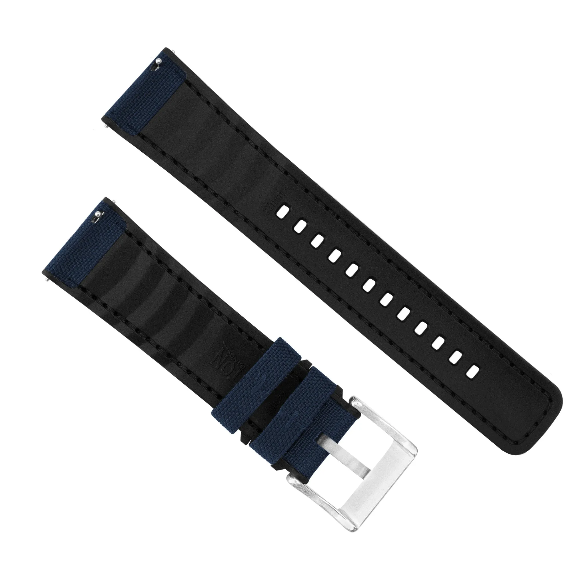 Navy Blue Cordura Fabric And Silicone Hybrid Watch Band (19mm, 23mm, 24mm SALE)
