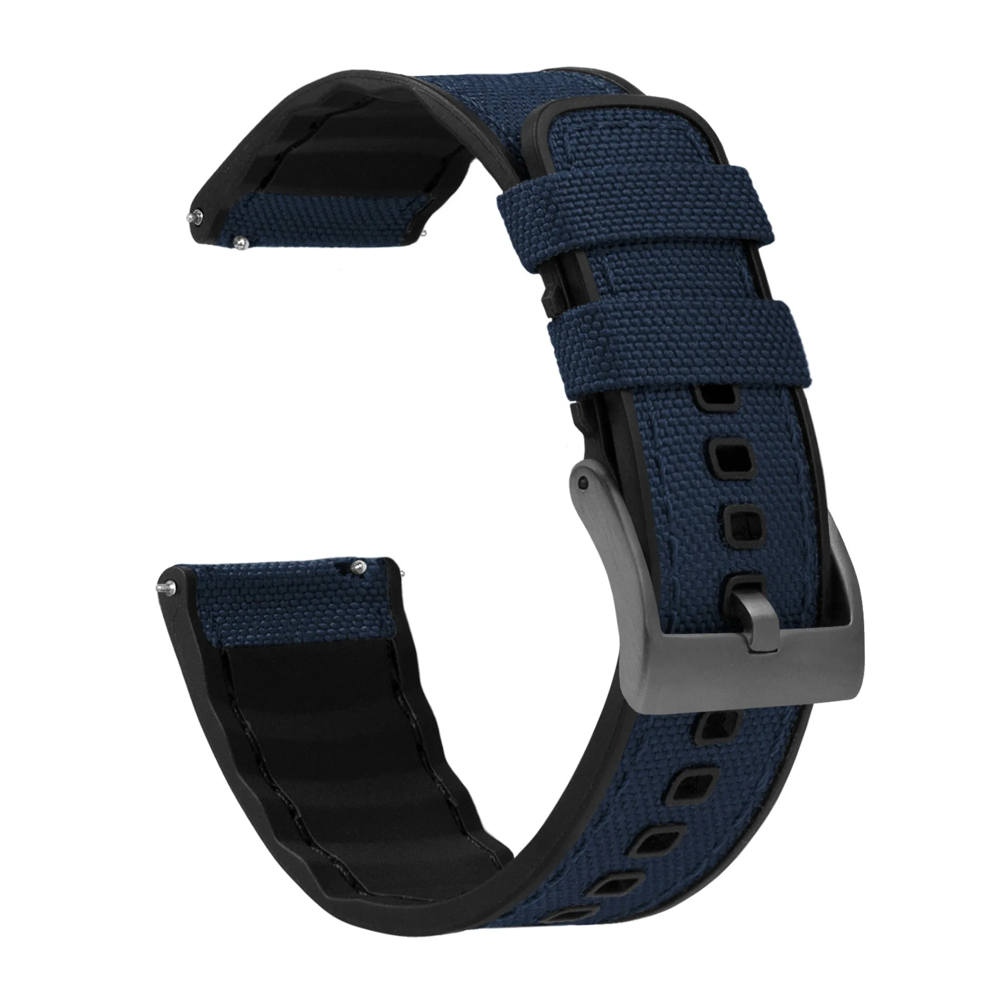 Navy Blue Cordura Fabric And Silicone Hybrid Watch Band (19mm, 23mm, 24mm SALE)