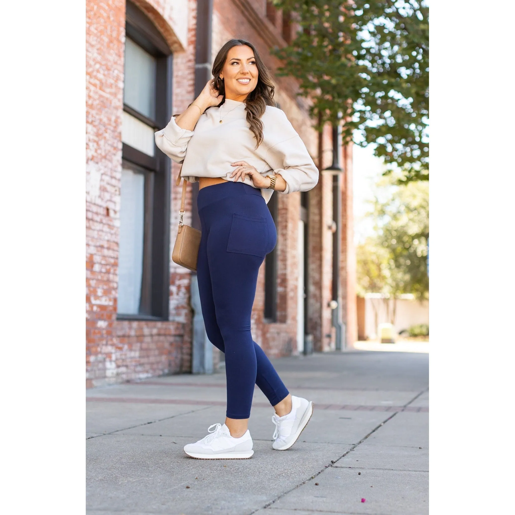Navy Full-Length with Pocket Leggings