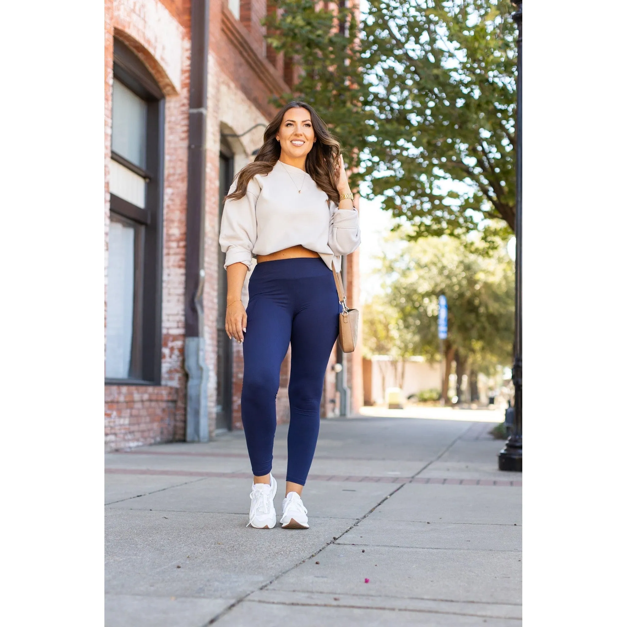Navy Full-Length with Pocket Leggings