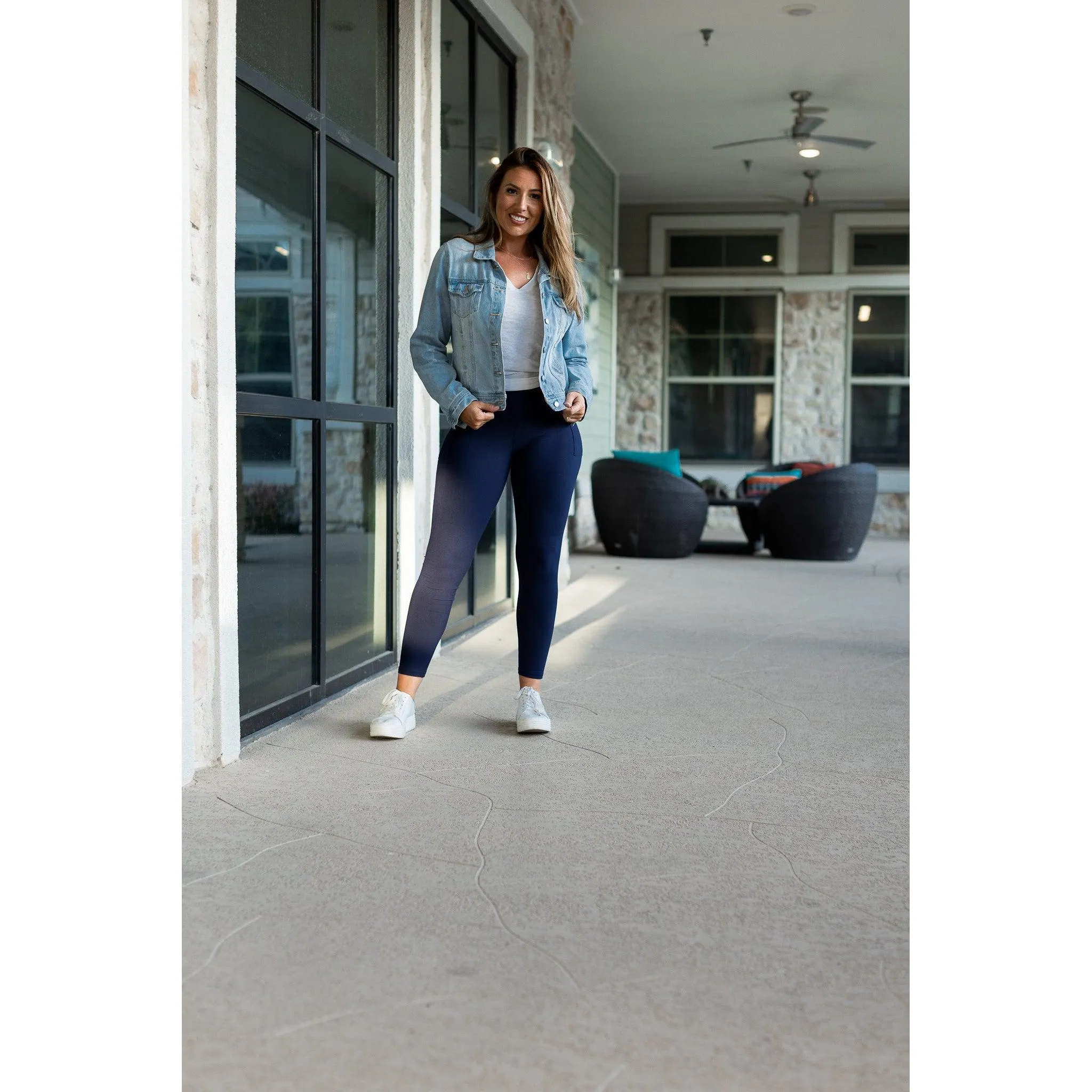 Navy Full-Length with Pocket Leggings