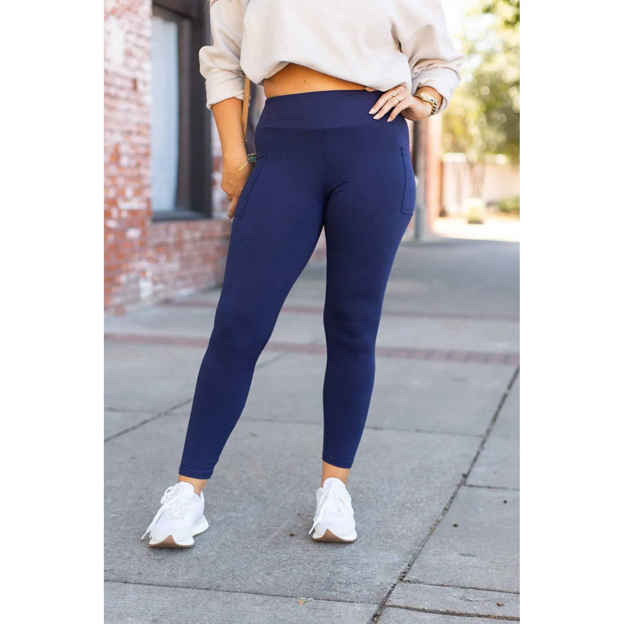 Navy Full-Length with Pocket Leggings