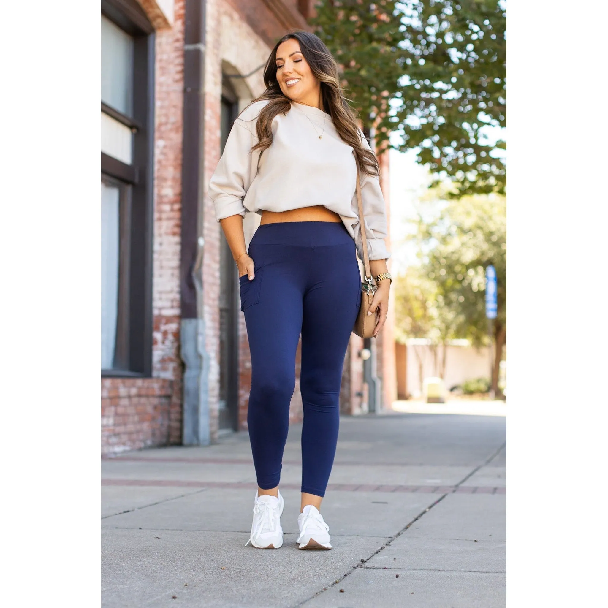 Navy Full-Length with Pocket Leggings