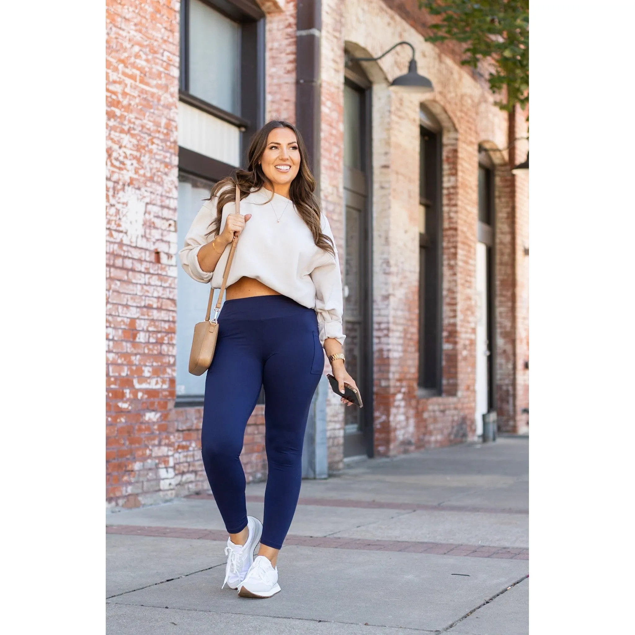 Navy Full-Length with Pocket Leggings
