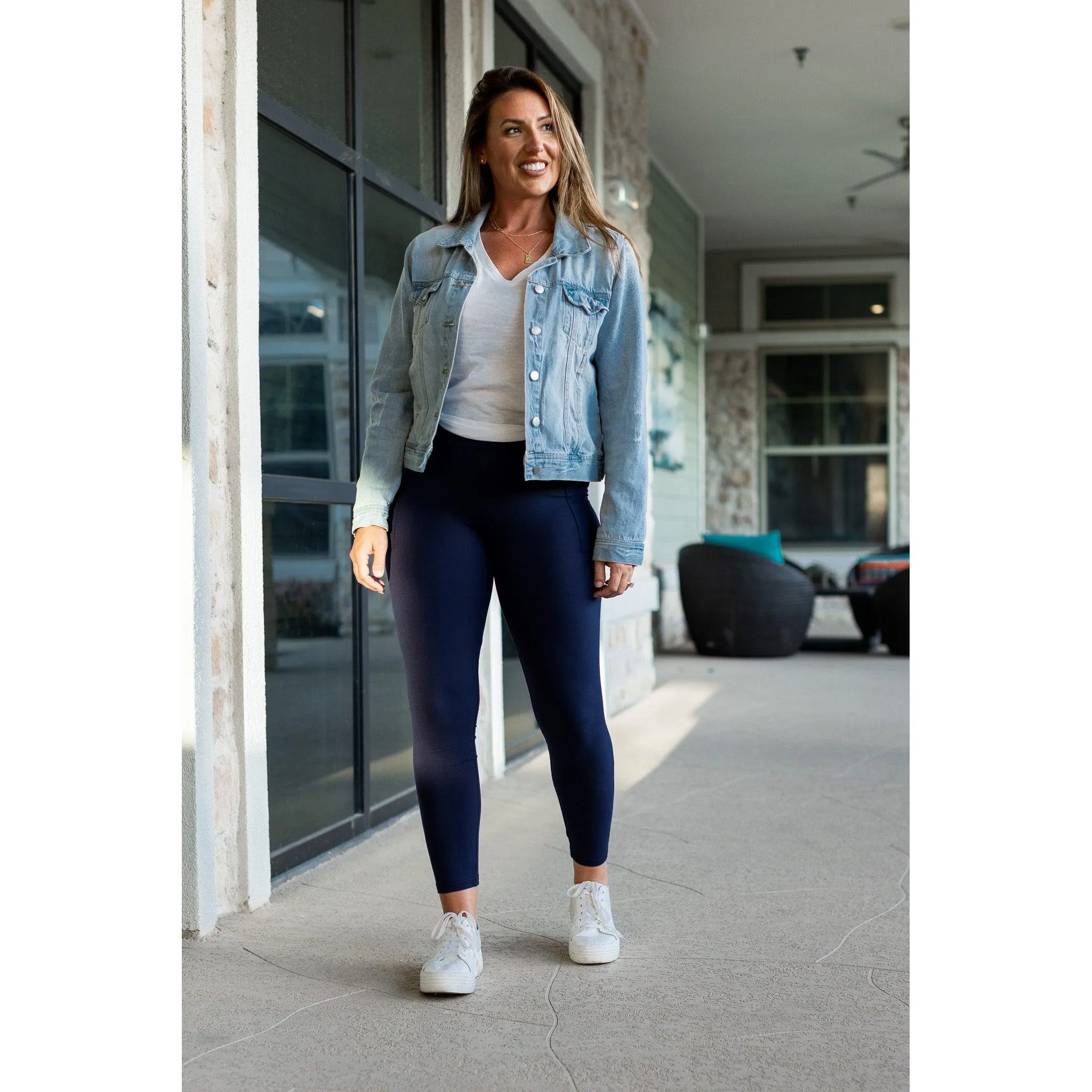 Navy Full-Length with Pocket Leggings