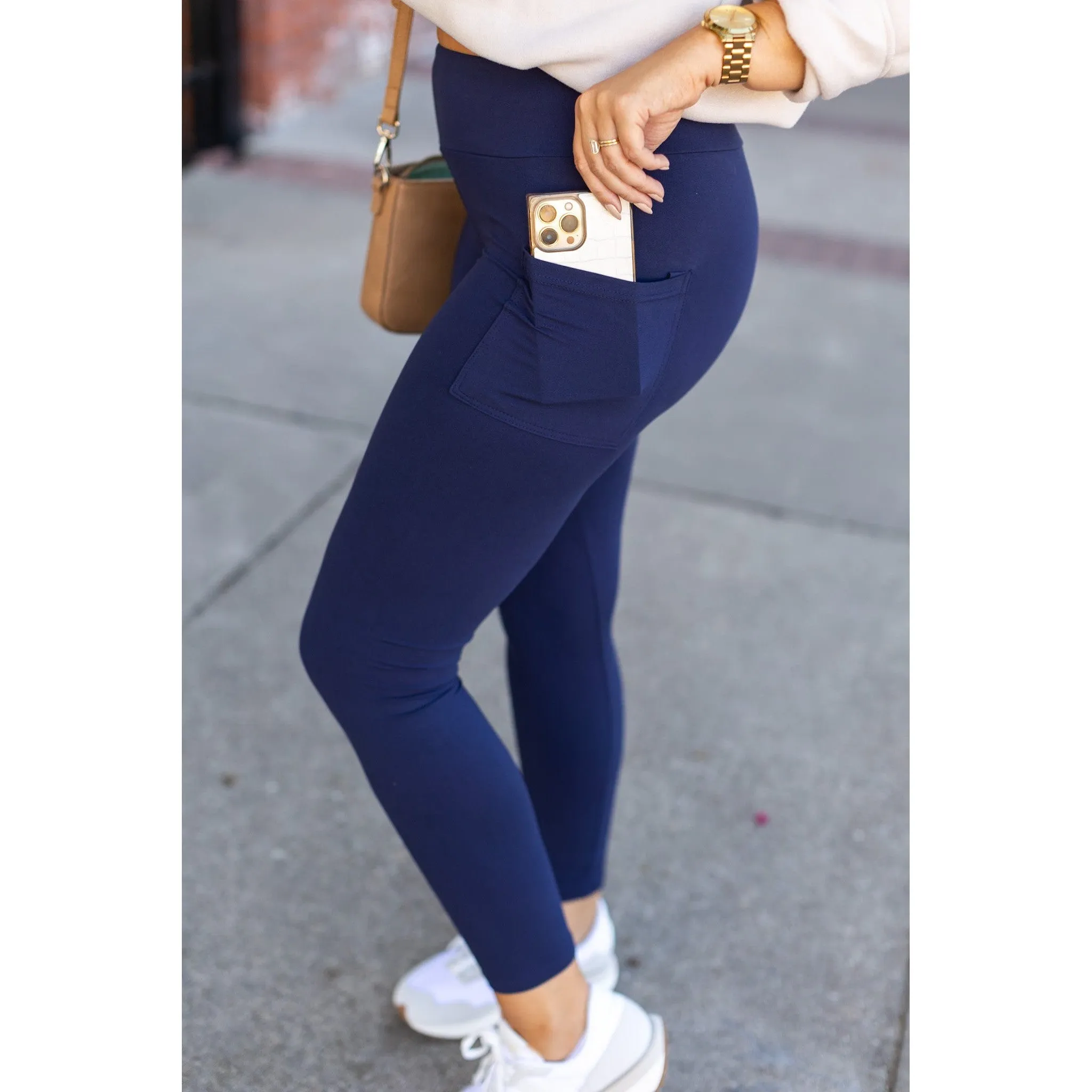 Navy Full-Length with Pocket Leggings