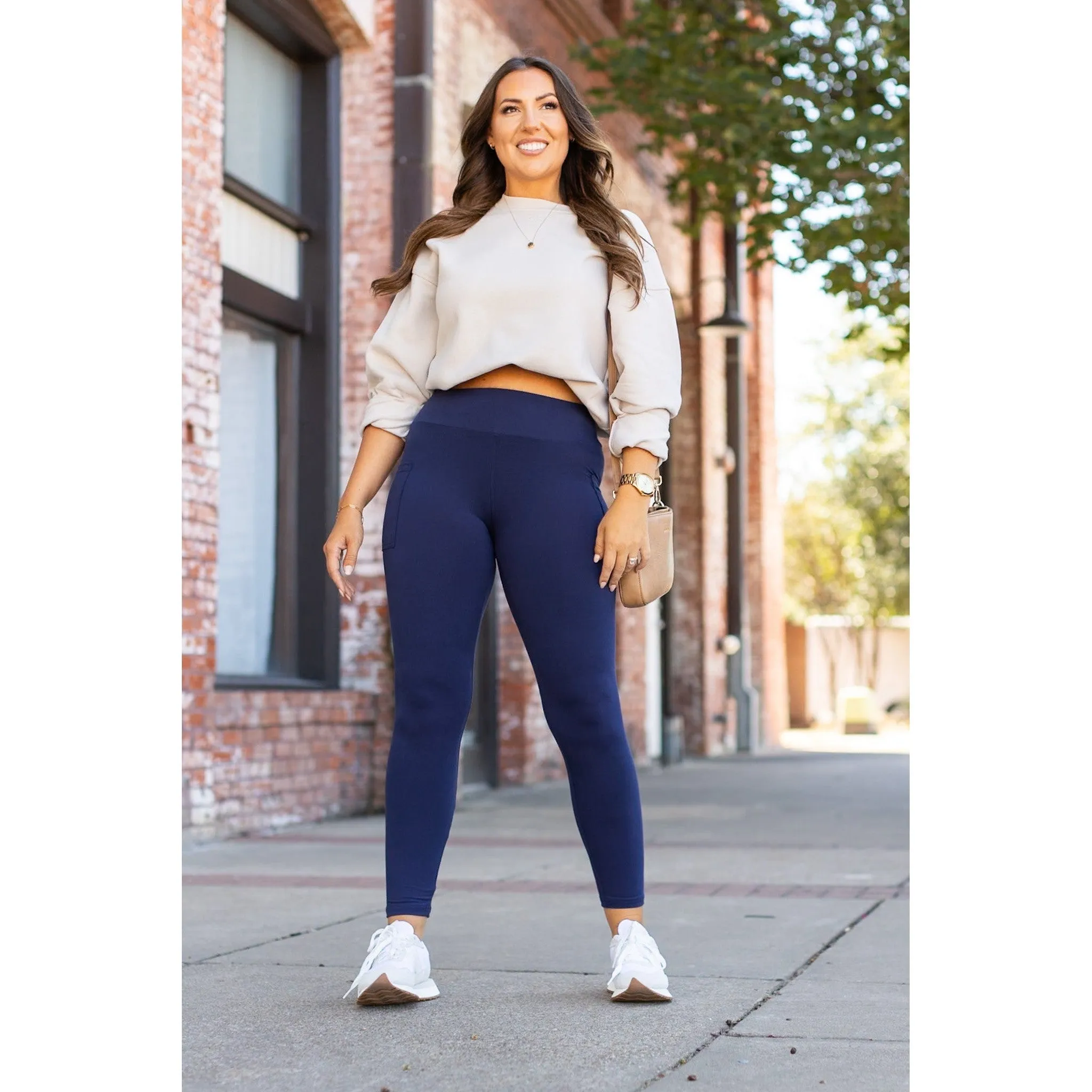 Navy Full-Length with Pocket Leggings