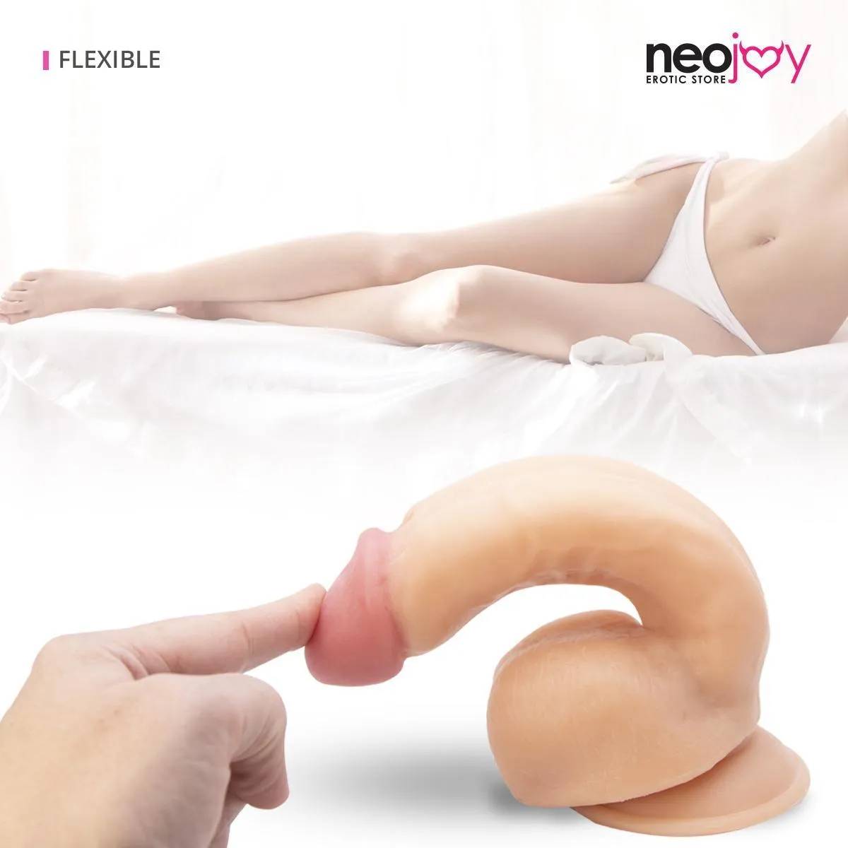 Neojoy - Amazing Lover Dildo - Flesh   Hybrid Lubido Lube Sachet - 22.5cm - 8.9 inch