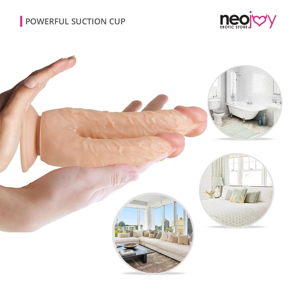 Neojoy - Double Dildo Large - Flesh - 22cm â€“ 8.66 inch â€“ Hybrid Lubido Lube Sachet