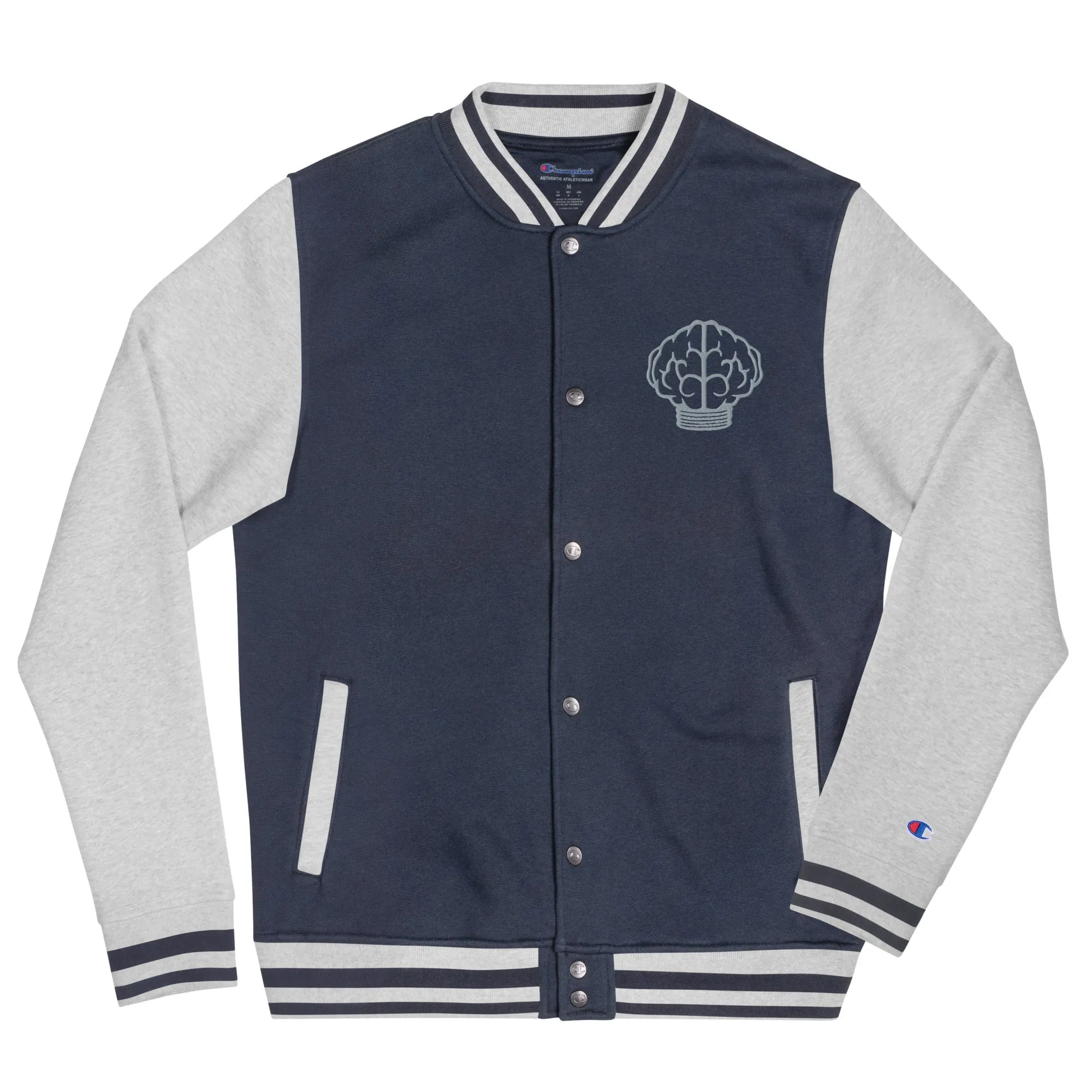NERD Brain logo Embroidered Champion Bomber Jacket