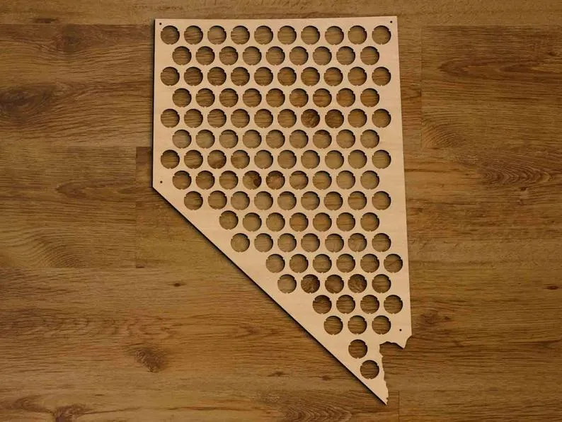 Nevada State Beer Cap Map, Holder, Father's Day, Gift for Him Handmade
