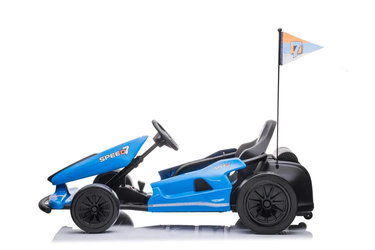 New 2025 | 24V Drifter GoKart Go Kart 1 Seater Ride on Car | LED Lights | Leather Seats | Upgraded Rubber Wheels | Up To 16KPH