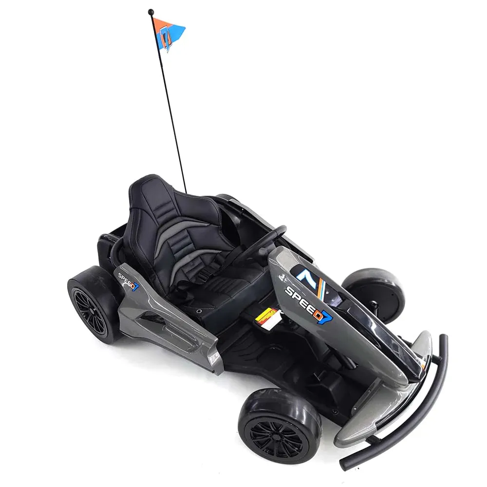 New 2025 | 24V Drifter GoKart Go Kart 1 Seater Ride on Car | LED Lights | Leather Seats | Upgraded Rubber Wheels | Up To 16KPH