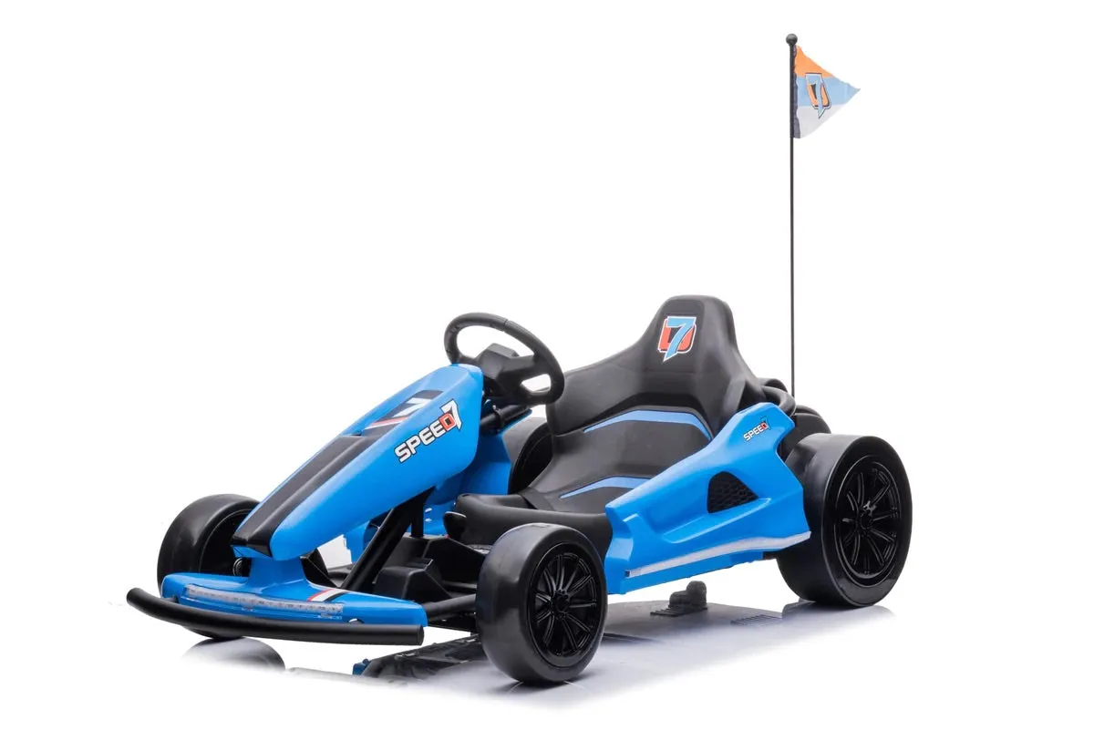 New 2025 | 24V Drifter GoKart Go Kart 1 Seater Ride on Car | LED Lights | Leather Seats | Upgraded Rubber Wheels | Up To 16KPH