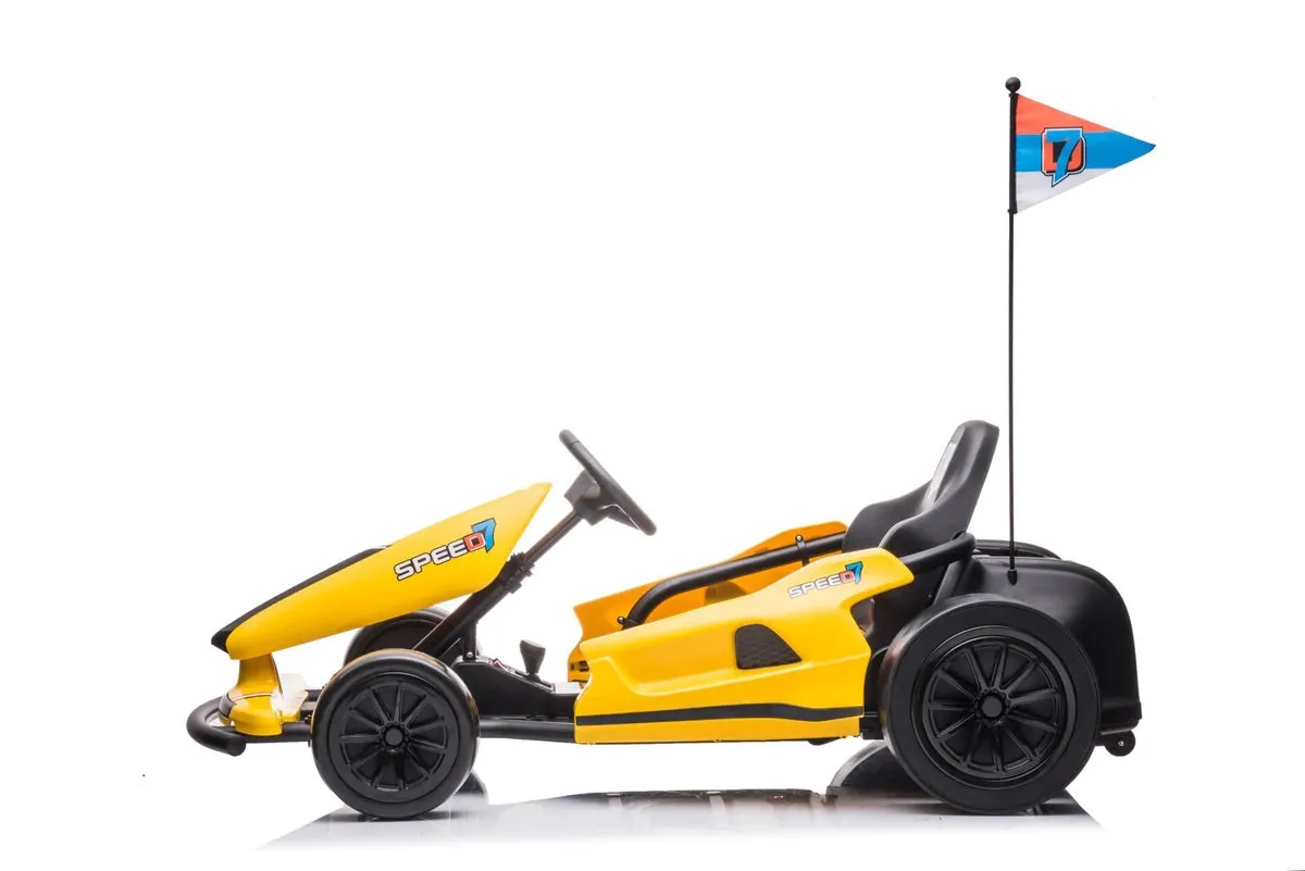 New 2025 | 24V Drifter GoKart Go Kart 1 Seater Ride on Car | LED Lights | Leather Seats | Upgraded Rubber Wheels | Up To 16KPH