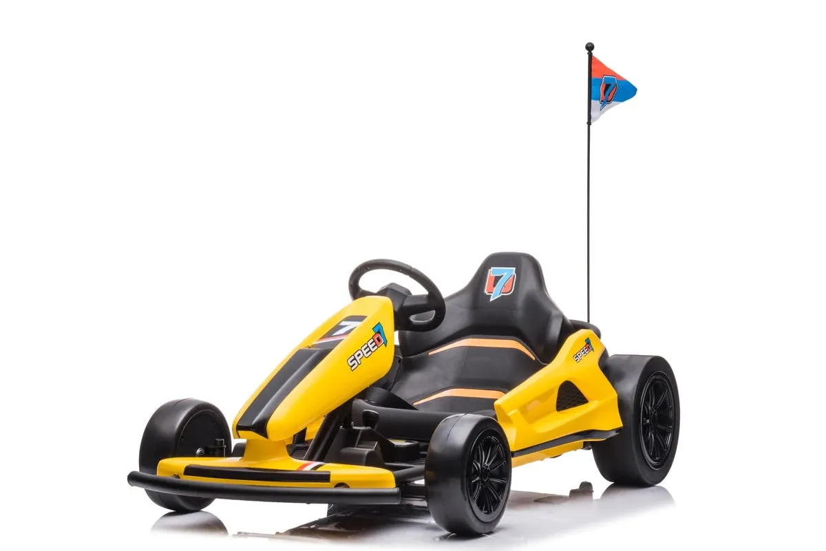 New 2025 | 24V Drifter GoKart Go Kart 1 Seater Ride on Car | LED Lights | Leather Seats | Upgraded Rubber Wheels | Up To 16KPH