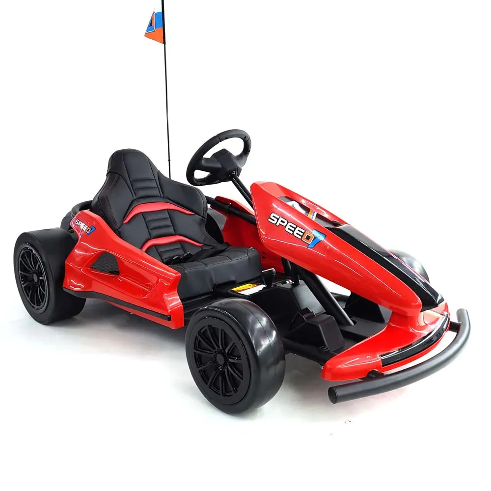New 2025 | 24V Drifter GoKart Go Kart 1 Seater Ride on Car | LED Lights | Leather Seats | Upgraded Rubber Wheels | Up To 16KPH