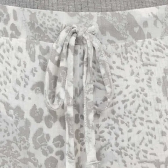New-3pc Honeydew Super Soft Stretchy Gray Animal Print Pajama Lounge Set SZ MD