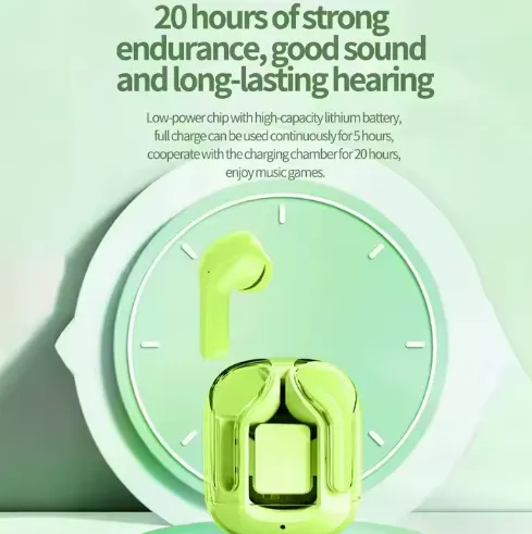 NEW Air 31 TWS Wireless Earbuds BT 5.3 Stereo Sound LED Display Transparent Waterproof Gaming Music Headset Wireless Earphones Air31, Black
