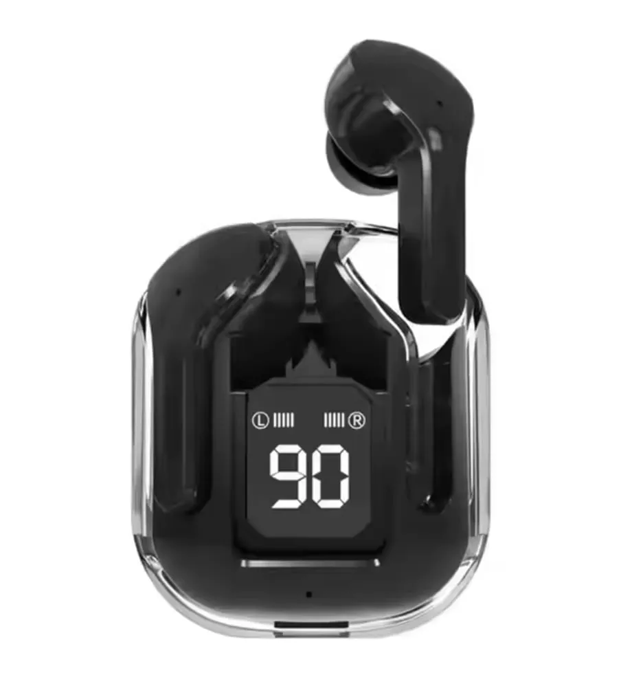 NEW Air 31 TWS Wireless Earbuds BT 5.3 Stereo Sound LED Display Transparent Waterproof Gaming Music Headset Wireless Earphones Air31, Black
