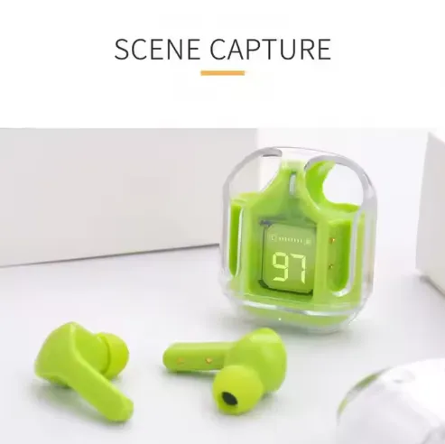 NEW Air 31 TWS Wireless Earbuds BT 5.3 Stereo Sound LED Display Transparent Waterproof Gaming Music Headset Wireless Earphones Air31, Black