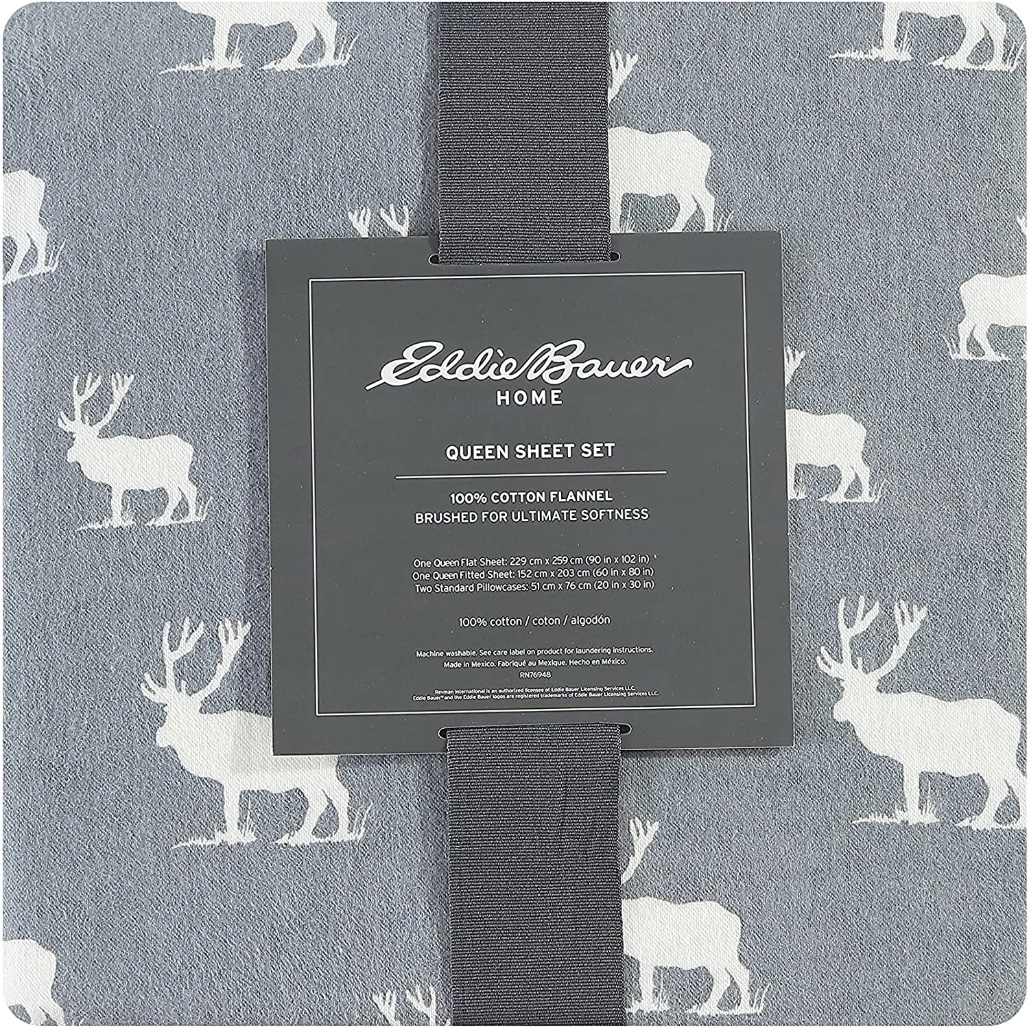 New Eddie Bauer - Flannel Collection Cotton Bedding Sheet Set, Pre-Shrunk & Brushed for Extra Softness, Comfort, and Cozy Feel, Queen, Elk Grove, Retails $95 
