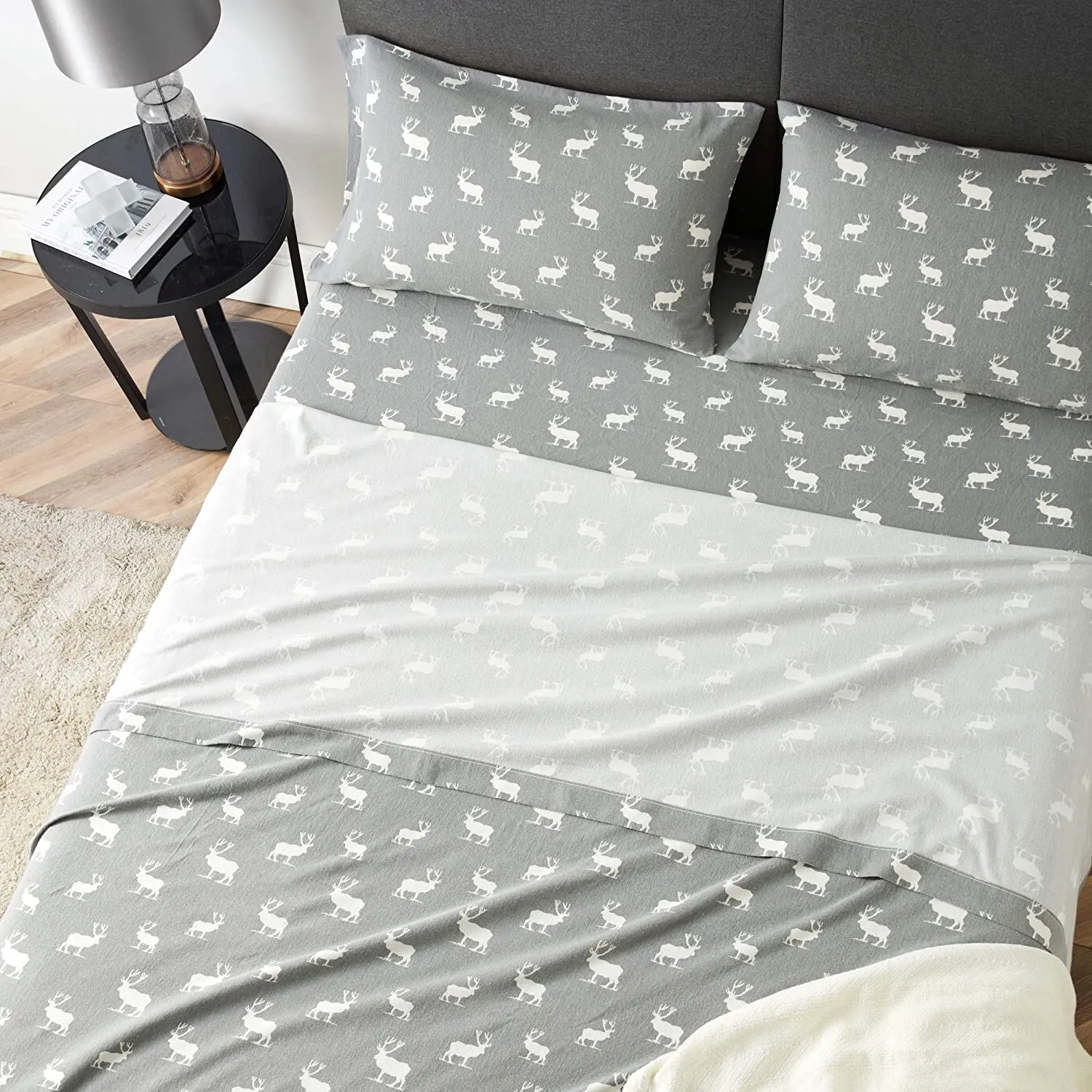 New Eddie Bauer - Flannel Collection Cotton Bedding Sheet Set, Pre-Shrunk & Brushed for Extra Softness, Comfort, and Cozy Feel, Queen, Elk Grove, Retails $95 