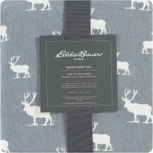 New Eddie Bauer - Flannel Collection Cotton Bedding Sheet Set, Pre-Shrunk & Brushed for Extra Softness, Comfort, and Cozy Feel, Queen, Elk Grove, Retails $95 
